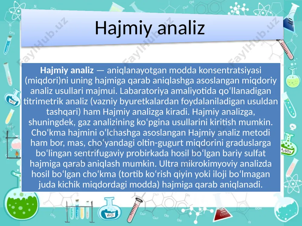 irikmalarning tuzilishini hisobga olish muhim. reaksiyalarning issiklik effekti yoki issiklik sigʻimini oʻlchashda kalorimetriyadan foydalaniladi. reaksiyada ajralib chiqayotgan yoki yutilayotgan issiklik miqdori ifodalangan kimyoviy tenglamalar termokimyoviy tenglamalar deyiladi. t.da gomogen (bir jinsli) va geterogen (har xil jinsli) sistemalar maʼlum boʻlib, bular bitta yoki bir necha fazalardan tashkil topadi. gomogen sistemata azot bilan kislorod gazlari aralashmasi, geterogen sistemata. esa suv bilan muzning aralashmasi yoki havo (atmosfera)dagi kumir va oltingugurt zarralarining aralashmasi misol boʻla oladi. soʻnggi sistema 3 fazadan — 2 ta qattiq va 1 ta gaz fazasidan iborat. pestitsidlarni qishloq xo'jaligida ishlatilishi. defoliant va deksikantlar pestitsidlar pestitsidlar (lot. pestis — maraz, caedo — oʻldiraman), zaharli kim-yoviy moddalar — oʻsimlik zararkunandalari va kasalliklari, begona oʻtlar, shuningdek, yogʻoch, paxta tolasi mahsulotlari, jun, teri zararkunandalari, uy hayvonlarining xavfli kasalliklari qoʻzgʻatuvchilariga qarshi kurashishda foydalaniladigan kimyoviy moddalar. shuningdek, auksinlar, gibberellinlar, defoliantlar, desikantlar, retradantlar ham pestitsidlarga kiritiladi. pestitsidlar tirik organizmlar hujayralariga kirib ularning fizik va kimyoviy xususiyatlarini oʻzgartiradi. …