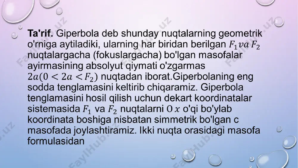 ikkinchi tartibli egri chiziqlar. giperbola, parabola - Page 5