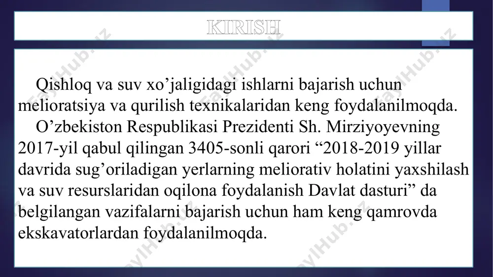 r xil ko‘rinishdagi kanallar, zax ko‘chirish tarmoqlari, quvurlar uchun transheyalar, inshoot xandaqlari, tuproq to‘g‘on va marzalar ko‘p uchraydi. bajariladigan yer ishlarining hajmi geometrik shakllar hajmini topish ifodalari yordamida aniqlanadi. misol: trapetsiya yuzasini aniqlab uni uzunligiga ko‘paytirsak, trapetsiya shaklidagi kanal qurishda qazib chiqariladigan grunt hajmi kelib chiqadi. qurilishda bajariladigan barcha yer ishlari hajmi gruntning tabiiy holdagi zichligi bo‘yicha aniqlanadi. shuning uchun ham bajariladigan yer ishlarining loyihaviy va ishlov berish davridagi hajmi bir-biridan farq qiladi. loyihaviy (geometrik yoki prof lli) hajmlar inshoot loyihasida nazarda tutilgan geometrik o‘lchamlar bo‘yicha hisoblanadi. ishlab chiqarish hajmlari gruntlarni qayta ishlov berishda hosil bo‘luvchi qo‘shimcha hajmlarni, shuningdek, yaroqsiz gruntlarni chiqarib tashlash va almashtirishni hisobga olgan holda, amalda bajarilgan ishlar hajmiga mos keladi. kanallarni ko‘rish bo‘yicha ishlarni bajarish tajribasini tahlil qilish natijasida loyihaviy va ishlab chiqarish hajmlari o‘rtasida quyidagi bog‘liqlik mavjudligi aniqlanadi. yer ishlarining hajmlarini aniqlash yer ishlarini ekskavatorlar yordamida bajarish suv xo‘jaligi qurilishida bajariladigan yer ishlarining hajmini asosiy …