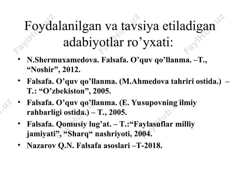 tgach, uning struktura o’zgarishiga sabab bo’ldi.. rivojlanish sikllarda amalga oshadi, har bir sikl 3 bosqichdan iborat: ob’ektning dastlabki holati, uning o’z zidiga aylanishi (inkor), bu zidlik yana o’z zidiga aylanishi (inkorni inkor). * qarama-qarshilik qonuni qarama-qarshilik deb narsa, voqea-hodisalarning bir-birini taqozo etuvchi va shu bilan birga, bir-birini inkor etuvchi tomonlari, kuchlarining o’zaro munosabatiga aytiladi. * * miqdor predmetning hajmi, o’lchovi, og’irligi, harakat tezligi va shu kabilar bilan tafsiflanadi. sifat narsalarning ichki va tashqi muayyanligi bo’lib, uning qator xossa, belgi, xususiyatlari birligini ifodalaydi. me’yor esa miqdor va sifatning birligi, o’zaro bog’liqligini ifodalovchi tushunchadir. miqdor va sifat qonuni * gegel falsafasida rivojlanish tushunchasi inkor va inkorni-inkor kategoriyalarida yoritiladi. avval «inkor» kategoriyasining mazmunini aniqlaymiz. inkor nima? unga ikki xil– metafizik va dialektik munosabat mavjud. metafizik «inkor» asosiy e’tiborni eskining yo’q bo’lishiga qaratadi, yangining saqlanishi va uni yaratish jarayonlarini deyarli e’tiborga olmaydi. shunday qilib, metafizik inkor– inkor qilish rad etish, yo’q qilishni anglatadi. dialektik …