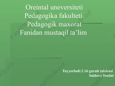 pedagogik maxoratning asosiy tarkibiy qismlari — PPTX