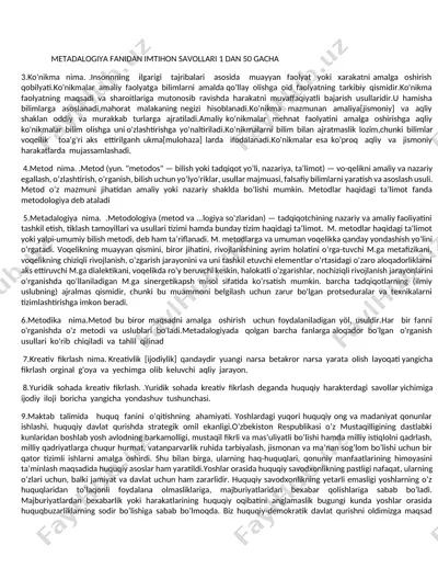 metadalogiya fanidan imtihon savollari — DOCX