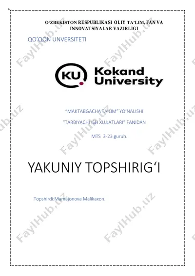 tarbiyachi ish hujjatlari — PDF