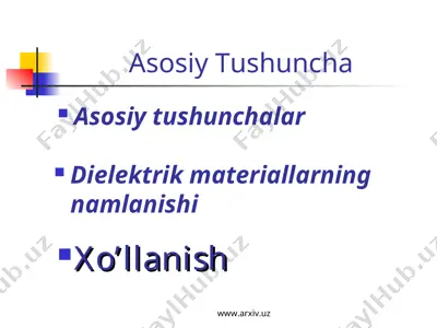 dielektrik materiallarning namlik xususiyati — PPT