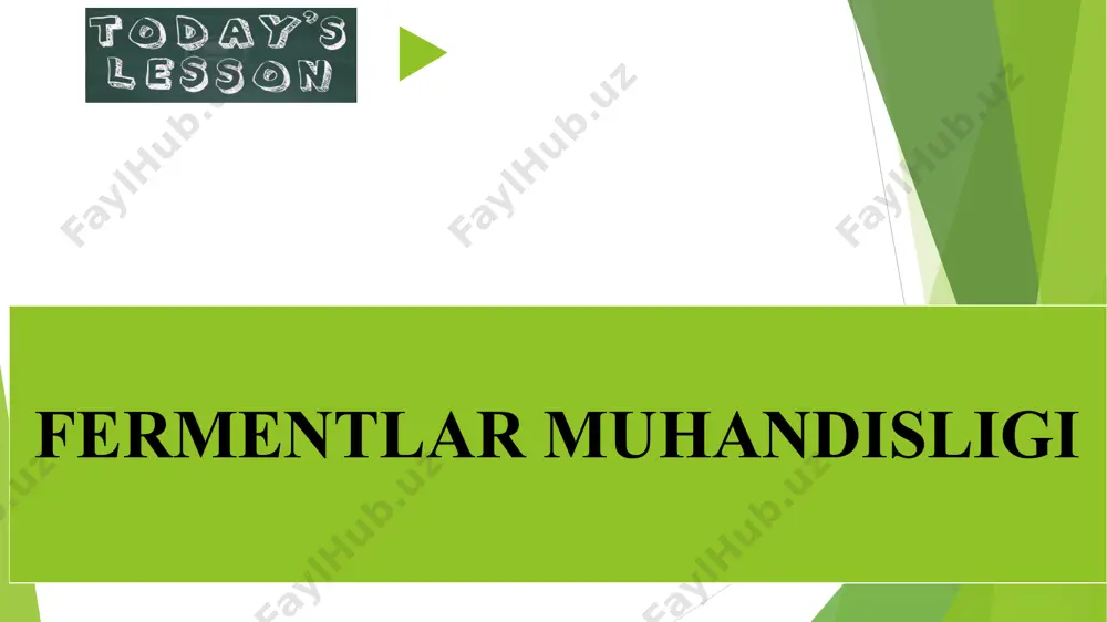 ximotripsin, rennin (ximozin), ribonukleaza, dnkaza, lipaza, gialuronidaza, katalaza ham ajratib olinadi. fermentlar guruhi fermentlar katalizlaydigan reaksiyalarga qarab oltita bosh sinflarga bo‘linadi. ular quyidagilar: 1. oksireduktazalar – oksidlovchi-qaytaruvchi fermentlar. 2. transferazalar – guruhlarni ko‘chiruvchi fermentlar. 3. gidrolazalar – gidrolitik parchalanish fermentlari. 4. liazalar – molekuladan guruhlarni suv ishtirokisiz ajratadigan va biriktiradigan fermentlar. 5. izomerazalar – turli xil izomerizatsiya reaksiyalarini tezlashtiruvchi fermentlar. 6. ligazalar – atf energiyasidan foydalanib, ikki molekulani bir-biriga bog‘lovchi, sintezlovchi fermentlar. 1. keng miqdorda qo`llaniladigan mikroorganizmlar fermenti -gidrolazalar sinfiga kiruvchilardir (glikozidazalar, peptidazalar ). bular glikozid peptid, efir va ayrim boshqa bog`larga suv ishtirokida ta’sir qiladi. gidrolazalar ko`pincha hujayra tashqarisidagi (ekzogen) fermetlaridir. hujayralardan chiqib ular ma’lum muhitda to`planadi. bu fermentlarni olish hujayra ichidagi (endogen) fermentlarni ajratishga nisbatan qulay va arzondir. 2. glikozidazalar. glikozidazalar - glikozid bog`larini gidroliz qiluvchi fermentlardir. bular ko`p vaqtlardan beri o`rganiladi va ishlatiladi. 3. glyukoamilaza- asosan zamburug`larda keng o`rganilgan. zamburug`larda u molekulyar massasi 100 000 dalton atrofida …