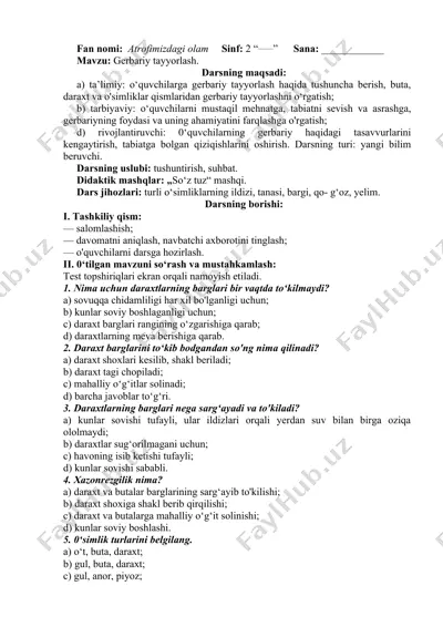 gerbariy tayyorlash — DOCX