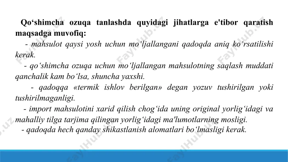 ini kechiktirishi yoki ularning rivojlanishini butunlay toʻxtatishi mumkin. oziq-ovqat bilan birga, inson normal hayot kechirishi uchun zarur boʻlgan biologik faol moddalarning koʻp qismini oʻz ichiga oladi. ular orasida alkaloidlar, gormonlar va gormonga oʻxshash birikmalar, vitaminlar, mikroelementlar, biogen aminlar, neyrotransmitterlar mavjud. ularning barchasi farmakologik faollikka ega boʻlib, koʻp xillari farmakologiya sohasi bilan bogʻliq. bfmning mikroelementlari biologik faol oziq-ovqat qoʻshimchalarining bir qismi sifatida terapevtik va profilaktik maqsadlarda keng koʻlamda qoʻllaniladi. 5. manbalar 1.https://kun.uz/news/2020/02/04/bolaning-qoshimcha-ozuqasi-qanday-bolishi-kerak?q=%2fuz%2fnews%2f2020%2f02%2f04%2fbolaning-qoshimcha-ozuqasi-qanday-bolishi-kerak 2. https://uz.wikipedia.org/wiki/biologik_faol_moddalar 3.https://www.google.com/url?sa=i&url=https%3a%2f%2fdaryo.uz%2f2022%2f03%2f13%2fbahor-mavsumida-organizm-uchun-kerak-bolgan-vitamin-va-minerallar&psig=aovvaw20dmar5ggmngshshuqbgql&ust=1716488293524000&source=images&cd=vfe&opi=89978449&ved=0cbmqjhxqfwotcjjd3ztvoyydfqaaaaadaaaaabaj 4.https://www.google.com/url?sa=i&url=https%3a%2f%2fwww.forumdaily.com%2fuz%2fbolshinstvo-pishhevyx-dobavok-pustaya-trata-deneg-kakie-vitaminy-realno-prinosyat-polzu%2f&psig=aovvaw20dmar5ggmngshshuqbgql&ust=1716488293524000&source=images&cd=vfe&opi=89978449&ved=0cbmqjhxqfwotcjjd3ztvoyydfqaaaaadaaaaabaq 5.https://www.google.com/url?sa=i&url=https%3a%2f%2fbionorm.uz%2fproduct-category%2fbfq%2f&psig=aovvaw2vqhoikiqyguagi9zvcbe3&ust=1716488534999000&source=images&cd=vfe&opi=89978449&ved=0cbmqjhxqfwotcncdlf7voyydfqaaaaadaaaaabar 6.https://www.google.com/url?sa=i&url=https%3a%2f%2fbionorm.uz%2fproduct%2ffertiforteplus-uzb%2f&psig=aovvaw2vqhoikiqyguagi9zvcbe3&ust=1716488534999000&source=images&cd=vfe&opi=89978449&ved=0cbmqjhxqfwotcncdlf7voyydfqaaaaadaaaaabaz 7.https://www.google.com/url?sa=i&url=https%3a%2f%2fwww.prom.uz%2fuz%2fads%2fbiologiceski-aktivnaya-dobavka-k-pishhe-oke