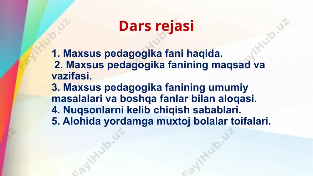 bo‘lgan shaxslar kiradi. maxsus pedagogikaning predmeti — bu nogironlik yoki cheklovlarga ega bo‘lgan shaxslarni tarbiyalash, ta'lim berish, ularni ijtimoiylashtirish, shuningdek, pedagogik yordam va qo‘llab-quvvatlash tizimlarini ishlab chiqish va amalga oshirish. bu soha, ularning ta'limdagi yondashuvlarini o‘zgartirish, individual yondashuvlar yaratish va integratsiya qilishga qaratilgan metodlar, texnikalar va vositalar bilan shug‘ullanadi. boshqa fanlar bilan aloqasi: maxsus pedagogika ko‘plab boshqa fanlar bilan chambarchas bog‘liqdir, chunki ularni yanada chuqurroq tushunish va samarali qo‘llash uchun keng qamrovli bilimlar talab etiladi: psixologiya: maxsus pedagogika, xususan, bolalarning psixologik xususiyatlarini hisobga olgan holda pedagogik metodlarni ishlab chiqadi. psixologik nuqtai nazar, maxsus ta'lim jarayonida bolalarning aqliy va emosional holatlarini tushunishga yordam beradi. meditsina: tibbiyot fanlari maxsus pedagogika bilan integratsiyalashgan, chunki nogironlik va cheklovlar ko‘pincha tibbiy sabablarga asoslanadi. tibbiyot yordamida nogiron bolalar uchun shaxsiylashtirilgan pedagogik yordamni yaratish mumkin. ijtimoiy pedagogika: ijtimoiy yondashuvlar maxsus pedagogikaning asosiy komponentlaridan biri bo‘lib, ijtimoiy xizmatlar, integratsiya va inklyuziv ta'lim bilan bog‘liq masalalarni o‘rganadi. biologiya: biologik …