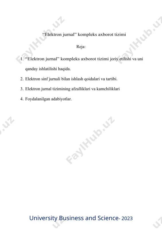 q orqali muloqot qilishlari hamda onlayn kutubxona va ta’limga oid media resurslardan foydalanishlari mumkin. elektron jurnal ta'lim jarayonini optimallashtirish vositasi sifatida amalga oshirilgan: ijtimoiy fanlar o'qituvchisi, mbou "foshchevatovskaya o'rta maktabi" filippova nadejda antonovna 2014 yil sekin-asta, lekin ishonch bilan ular maktablarning elektron jurnal hayotiga kirishmoqda. ta’lim hayotning boshqa sohalaridan orqada qolmasligi kerak, chunki maktablar kelajakda jamiyatda yashaydigan insonlarni tarbiyalaydi deya takidlaydi. ertangi kunni esa yangi asrning kompyuterlar, internet va boshqa texnik vositalarisiz tasavvur etib bo‘lmaydi. o'qituvchining boshqa vazifalari qatorida quyidagilar ko'rsatilgan: "axborot-kommunikatsiya texnologiyalari sharoitida zamonaviy baholash usullaridan foydalangan holda o'quv jarayonida nazorat va baholash faoliyatini amalga oshiradi (hujjatlarning elektron shakllarini, shu jumladan elektron jurnal va talabalar elektron jurnallarini yuritish)." nima uchun bizga maktabda elektron jurnal kerak? elektron maktab jurnali - bu maktablar uchun ham, ota-onalar va o'quvchilar uchun ham o'quv jarayoni bilan bog'liq elektron jurnal muammolarni hal qilishning eng yaxshi usuli. keling, sinf elektron jurnalining asosiy xususiyatlarini ko'rib chiqaylik, bu …