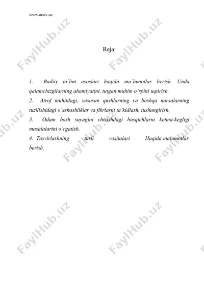 badiiy ta`liglda qalamchizgilarning ahamiyati — DOC