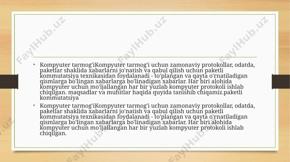 g bir qismi sifatida sarlavh va satrlarni ishlov berishga qodir. yuqori va quyi darajalarda birga ishlaydigan tarmoq protokollari guruhi odatda protokol oilasi deb ataladi. tarmoqdagi talabalar an'anaviy tarzda osi modeli haqida ma'lumot olishadi, bu tarmoq protokoli oilalarini ta'lim maqsadlari uchun muayyan qatlamlarga kontseptual tarzda tashkil etadi. aloqa kanali holati protokollari aloqa davlat algoritmi (lsa) kompozit kompyuter tarmog'ining batafsil bog'lanish grafigini yaratish uchun zarur bo'lgan barcha marshrutizatsiya ma'lumotlarini taqdim etadi. barcha marshrutizatorlar bir xil grafikalarga asoslangan, buning natijasida: marshrutchilar tarmoq konfiguratsiyasi o'zgarishiga tezroq javob berishadi; tanlangan mezonlarga (metrikaga) muvofiq optimal marshrutni tezroq hisoblab chiqadi. boshqa tarmoqlar haqida ko'proq ma'lumot olish uchun ruter yo'riqnoma qisqa paketlarni almashish you'lli bilan olinadi. lsa algoritmi doimiy ravishda uzatuvchi paketlarni (masofa vektorini) almashuvchi dva algoritmining lsa algoritmining o'ziga xos xususiyati bo'lib, faqat lsa algoritmlari faqat aloqa liniyalari holati haqidagi ma'lumotlarni o'z ichiga olgan kichik hello paketlardan foydalanadi. tarmoqlar haqida batafsil ma'lumot, bog'lanishlar holati algoritmi, hello paketlarga …
