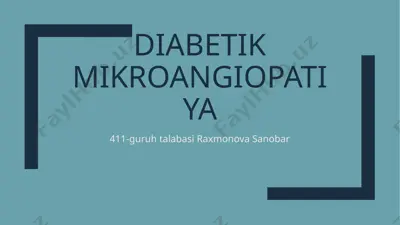 diabetik mikroangiopatiya — PPTX