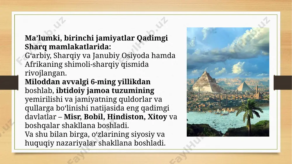 hun jamiyatdagi mavqei pastroq odam yomon; eng yuqori - qimmatli, olijanob. u "pastki" ni "yuqori" ga itoatkorlik va kamtarlik bilan munosabatda boʻlishga chaqiradi: “eng yuqoridan oldin siz qoʻllaringizni pastga tushirishingiz va orqangizni egishingiz kerak". u "pastki"larni ularning farovonligi zodagonlar va hokimiyatdagilarning xayrixohligi va xayrixohligiga bogʻliqligini ilhomlantiradi. ‘’ptahxotep taʼlimotlari" shu bilan birga, ptahxotep “yuqorilar”ni “pastkilarga” nisbatan takabburlik qilmaslikka, ularni kamsitmaslikka, ularga hujum qilmaslikka, ularga zarar yetkazmaslikka chaqiradi. yumshoqlikning kuchi kuch kuchidan kattaroqdir. shoh va xudodan boshqa hech kim qoʻrquv uygʻotishga intilmasligi kerak, deb oʻrgatadi ptahxotep. ptahhotep har qanday oʻzgarishlardan qoʻrqishni boshdan kechiradi. u inson xatti-harakatlari qoidalaridagi har qanday oʻzgarishlarga qarshi gapiradi. keksalik yoshiga yetgan odam "otasining koʻrsatmalarini" yangilamasligi va farzandlariga otasi aytgan narsani aytishi kerak: eski ahdlarga hech narsa qoʻshib boʻlmaydi va ularda hech narsani oʻzgartirib boʻlmaydi. ptahxotepning davlat haqidagi gʻoyalari misr davlat tuzumining oʻziga xos xususiyatlarini yaqqol aks ettiradi. "xudo" soʻzi koʻpincha "firʼavn" soʻzi bilan toʻliq ifodalanadi. firʼavnga, boshliqqa soʻzsiz …