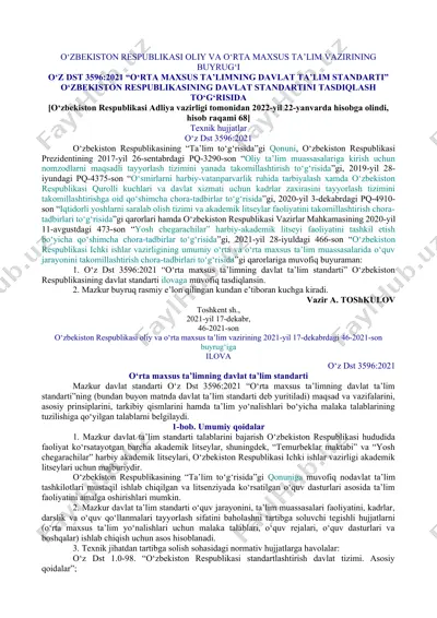 o‘rta maxsus ta‘lim standarti — DOCX