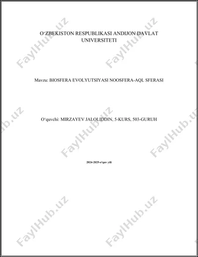 biosfera evolyutsiyasi noosfera-aql sferasi — DOCX