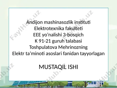 elektr energiyasining sifat ko‘rsatkichlari — PPTX