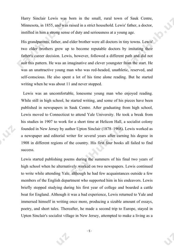 (1922), which is likely his best work. lewis deliberately avoided conventional story development or framework and wrote in a fantastical way. lewis's greatest achievement is the creation of george f. babbitt, a morally dubious, immature man who nonetheless manages to be a charming comedy figure. if babbitt could write, he would write like sinclair lewis, according to one reviewer. two years later, in babbitt, lewis once more astounded the country with his portrayal of the bourgeois businessman who, despite success and wealth, was unsatisfied and bewildered while rewarding himself and his family with the most cutting-edge, materialistic items available. the word "babbitt" has the unsavory connotation of someone who rigidly conforms to the standards of one's social peers, who is respectably middle class and has little social conscience and even less imagination. babbitt is, of course, now a classic american novel, and the word "babbitt" is a part of the …