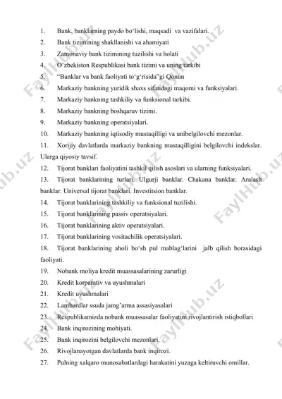 banklarning maqsadi va faoliyati — DOCX