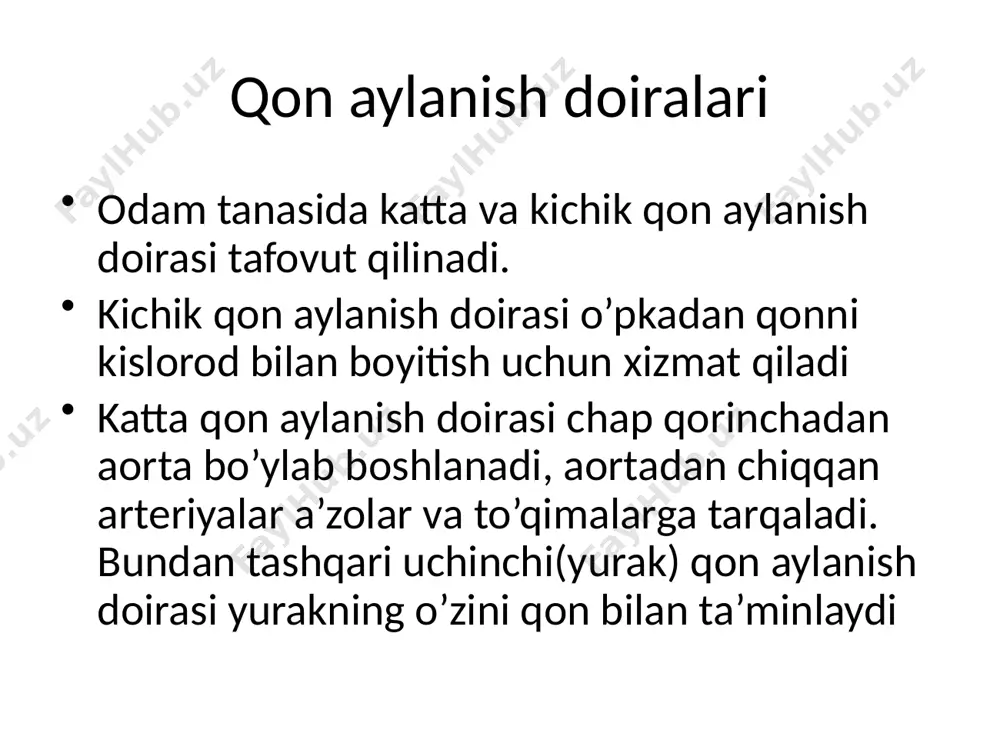 ar tufayli saqlanadi. mochevina qonning shaklli elementlari qonnong shaklli elementlari (quyidagi berilgan sxemaga qarang) qatoriga qizil qon tanachalari —eritrotsitlar, oq qon tanachalari —leykotsitlar va qon plastinkalari — trombotsitlar kiradi odamda va boshaqa sut emizuvchi hayvonlarda eritrositlar yuqori darajada differensiallashgan elementlar bo'lib, ularda yadro va hujayra organellalari bo'lmaydi. tuban umurtqalilar va qushlarda eritrotsitlar zichlashgan yadro va mikronaychalar saqlaydi. eritrotsitlar eng ko‘p sonli qon hujayralari hisoblanadi. sog’lom erkaklarda ularning soni 1 mm2 qonda 4,0—5,5 mln (xalqaro birliklar sistemasida 4,0-5,5•102 l), ayollarda esa 4,0-5,0 mln (4,0-5,0•102 l )ga tengdir. voyaga yetgan odamda o'rtacha 25 trillionga yaqin eritrotsitlar bo'ladi. eritrotsitlar soni yoshga va fiziologik holatlarga qarab o'zgarishi mumkin. masalan, chaqaloqlarda va 60 yoshidan oshgan kishilarda eritrotsitlar soni 6—6,5 mln ga yetishi mumkin. siyraklashgan atmosferada, kuchli jismoniy mehnat paytida ham eritrotsitlarning soni ortishi mumkin. eritrotsitlar sonining turg'un ko'payib ketishi politsitemiya deyiladi va qon sistemasi kasalliklarida uchraydi. eritrotsitlar sonining kamayib ketishi eritrotsitopeniya deb atalib, bu turli …
