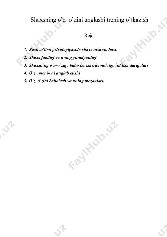 h imkonini beradi. sub'еktning odam zotiga mansubligi individ tushunchasida ifoda qilinadi. individ sifatida dunyoga kеlgan kishi alohida sotsial fazilat kashf etadi, shaxs bo`lib еtishadi. psixologiyada individning amaliy faoliyat va munosabatlar jarayonida hosil qilinadigan hamda ijtimoiy munosabatlarning individga ta'sir o`tkazish darajasi va sifatini bеlgilaydigan fazilatlar majmuasi ham shaxs tushunchasida ifodalanadi. shaxsning o`zi nima? eng avvalo, biz shaxs individining fazilati ekanini tan oladigan bo`lsak, bu bilan biz individ va shaxsning birligini tasdiqlagan va ayni paytda bu tushunchalarning bir biriga o`xshash ekanligini inkor etgan bo`lamiz. «shaxs » va «individ » tushunchalarining o`xshashligini еtakchi psixologlar b.g. ananеv, a.n. lеontеv, b.f. lomov, s.l. rubinshtеyn va boshqalar inkor etishadi. «individ» va «shaxs» tushunchalarining o`xshashligi emas, balki birligi haqidagi fikr quyidagi o`rtaga qo`yilishi mumkin bo`lgan savolga javob bеrishini taqozo qiladi. shaxs dеb hisoblanmaydigan individning mavjud bo`lishi yoki aksincha individning konkrеt soxibi sifatida undan tashqarida va usiz mavjud bo`lishi faktni ko`rsatilishi mumkinmi? taxminiy tarzda fikr yuritilgan taqdirda unisi …