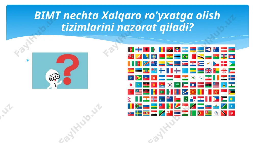 aqaviy ip-ofis kelib chiqish idorasi deb ataladi. ha, bu madrid tizimining asosiy talablaridan biridir. arizalarni haqiqatga to’g’ri kelishini kim ko'rib chiqadi? bimt faqat rasmiy ekspertiza o'tkazadi, arizaning madrid bayonnomasi va uning reglamentida nazarda tutilgan rasmiy talablarga muvofiqligini tekshiradi. bunday ekspertiza doirasida tovar belgisiga arizada ko'rsatilishi kerak bo'lgan tovarlar va xizmatlar ro'yxati tahlili amalga oshiriladi. bunday tovarlar va xizmatlar xalqaro nitss tasnifiga muvofiq ro'yxatga olinishi kerak, buning uchun bimtt to'liq javobgar bo'ladi. arizachi birinchi navbatda xalqaro talabnomada ko'rsatilgan ma'lumotlarning asosiy belgiga mos kelishini tekshiradigan kelib chiqish idorasiga murojaat qilishi kerak. agar hamma narsa to'g'ri bo'lsa, kelib chiqish idorasi arizani tasdiqlaydi va uni bimtga yuboradi. birinchi savol, tovar belgisi sifatida xizmat qila oladimi, ya'ni tovar va xizmatlar o'rtasidagi farqni ta'minlaydimi? ikkinchi savol - bu belgi allaqachon boshqa nomda ro'yxatdan o'tgan va ko'rsatilgan hududda himoyalangan har qanday belgiga zidmi yoki yo'qmi? kelib chiqish idorasining roli xalqaro talabnomaning asosiy belgiga muvofiqligini tasdiqlashdan iborat. bimtning …