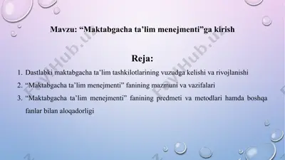 maktabgacha ta'lim managementi — PPTX