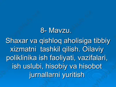 salomatlikni muhofazalash — PPT