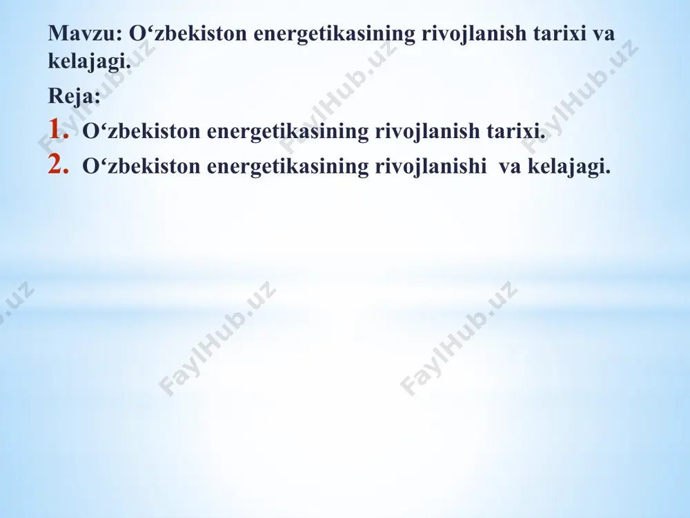 . 2022-yilda o‘zbekistonda quvvati 200 mvt ga teng bo‘lgan quyosh elektr stansiyalari yordamida 411 mln kvt/s elektr energiyasi ishlab chiqarildi. bu esa 124 mln metr kub tabiiy gazni tejash, atmosferaga 164 ming tonna zararli gazlar chiqarilishining oldini olish imkonini berdi. 2022-yilda quvvati 2 072 mvt ga teng bo‘lgan gidroelektr stansiyalari vositasida 6,48 mlrd kvt/s elektr energiyasi ishlab chiqarildi. natijada 1,94 mlrd metr kub tabiiy gaz tejaldi va atmosferaga 2,71 mln tonna zararli gazlar chiqarilishining oldi olindi. mamlakatda 2026-yilga borib, quyosh va shamol elektr stansiyalari quvvatini 8 000 mvt gacha, gidroelektr stansiyalari quvvatini 2 920 mvt gacha oshirish rejalashtirilgan. buning natijasida qayta tiklanadigan energiya ulushi 25 foizga yetadi, 3 mlrd metr kub tabiiy gaz tejaladi va 1 mln xonadon 1 yil davomida gaz bilan ta’minlanadi. 2023—2030-yillarda o‘zbekistonda 11 ta yirik, 9 ta o‘rtacha va 8 ta kichik va mikro gidroelektr stansiyalarni qurish rejalashtirilgan. shuningdek, yangi geslarni ishga tushirish tufayli yiliga 5,8 …