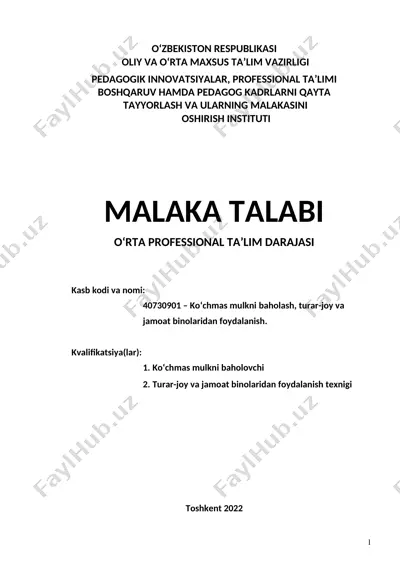 ko‘chmas mulkni baholash, turar-joy va jamoat binolaridan foydalanish — DOC