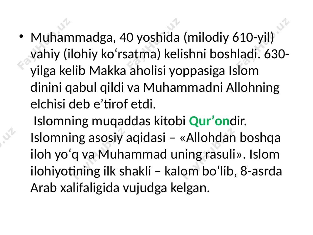 s madrasa o`qituvchisi 4 qori qur`onni yoddan qiroat bilan o`quvchi kishi musulmon maktablarida ta’lim-tarbiya mazmuni masjidlar qoshida faoliyat yuritgan maktablarda imomlar, madrasalarda esa mudarrislar yoshlarga ta’lim va tarbiya berish bilan shug'ullanganlar. bolalarga dastlabki saboq harflarni o'qishdan boshlangan (alif, be, te, se, va h.), so'ngra shu harflarni qo'shib o'qishni mashq qilar edi. mashq oxiriga yetgandan so'ng bolalar qo`liga «qur’on» berilgan va domla rahbarligida «qur’on»ning har bir surasi takrorlanib o'rganilgan. musulmon maktablarida bolalarni 6-7 yoshdan maktabga bera boshladilar; husnixat, og'zaki hisobni o'rganar, asta-sekin fors-tojik va turkiy tildagi kitoblarni, qolyozmalar ham o'qitilar, o'rgatilar edi. movarounnahrda arab bo'lmagan bolalar uchun «xaftiyak» (viii asrda tuzilgan ) o`qitilgan. shuningdek, x—xii asrlarda islom dini rukunlari fors tilida she’r va nasr bilan bayon qilingan, «chorkitob» o'qitila boshlandi. xii asrdan boshlab ahmad yassaviy, uning turkiy tilda yozilgan she’r va boshqa asarlari vositasida islom dini rukunlari turkiy tilda o'rganila boshlandi. maktablarda faqat o'g'il bolalar o'qir, qizlar esa otinoyilar uyida o'qitilar, …