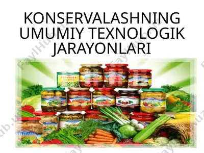konservalashning umumiy texnologik jarayonlari — PPTX