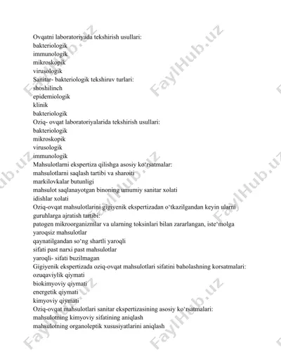 ovqatni laboratoriyada tekshirish usullari — DOCX