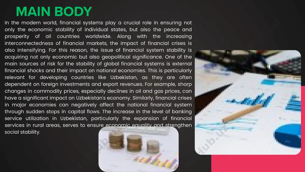 relationship between monetary policy and financial stability and proposed new asset market monitoring tools. research published in scientific journals has proven that "financial instability has a negative impact on economic growth." the country is implementing comprehensive measures to ensure financial stability within the framework of the banking system reform strategy for 2020-2025. analysis shows that in the first half of 2024, the banking system's total capital adequacy ratio[1] was 17.3 percent, while the tier 1 capital adequacy ratio was 14.2 percent, which are indicators above the established minimum requirements. however, it should be noted that inflation and industrial production growth rates have declined significantly. the establishment of uzbekistan's consolidated budget deficit for 2025 at no more than 3 percent of gdp demonstrates a cautious and stability-oriented approach in state fiscal policy. this indicator is in line with international standards and helps maintain the level of financial risks under control. additionally, …