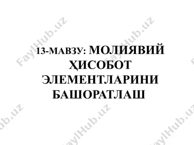 молиявий ҳисобот элементларини башоратлаш — PPTX