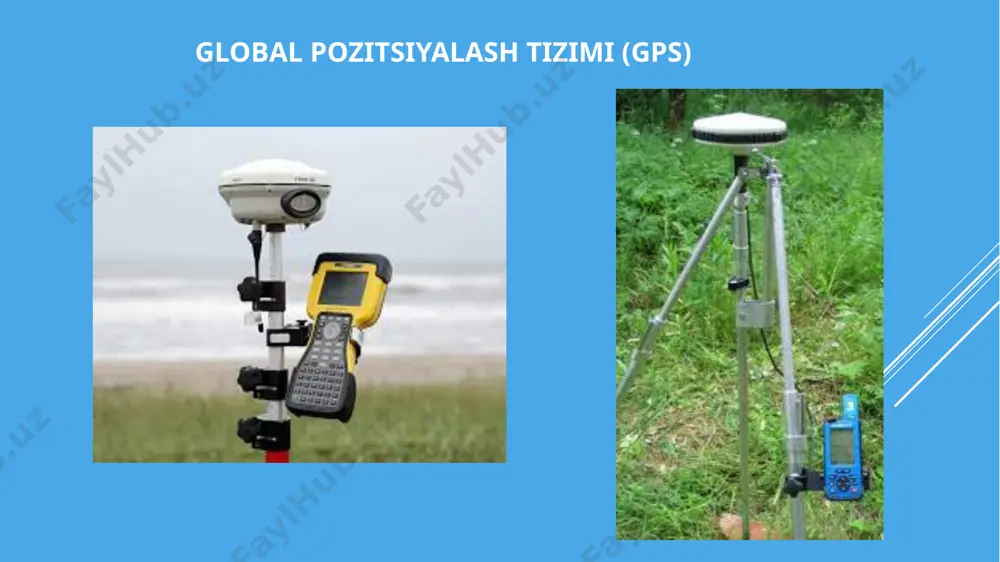 31 bugunda gps har qanday uskunaga ulanishi mumkin! qishloq xo’jaligi mashinalari uskunalar turlari: kenwood gps markadagi uskunalar avtomatik gps: garmin - magellan tomtom markadagi mobil telefonlar gps sifrovoy camera/video kuzatuv soatlari ma’lumot qayd qiluvchi uskuna cho’ntak kompyuterlari transport: kemlar yuk moshinalar yengil moshinalar!?!?! timi. gat da gps tushunchasi 32 not cheap though for equipment on a large scale: media mapper + digital camera can reference weed infestations, diseased areas, stressed areas. info can be fed back into gps guided technology media mapper ($895) yield monitors  non-gps monitors can run $2600. - $3500 depending on the model monitors with gps can run $7700 - $8900 not including installation adabiyotlar: muxtorov o‘.b., inamov a.n., islomov o‘.p., geoaxborot tizim va texnologiyalar. (ma’ruza uchun) t., tiqxmmi, 2019 yil. 220 bet. muxtorov o‘.b., inamov a.n., lapasov j.o., geoaxborot tizim va texnologiyalar. (amaliy mashg‘ulotlar uchun) t., tiqxmmi, 2017 yil 210 bet. safarov e., musaev i., …