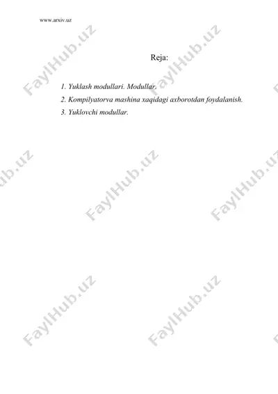 modulli dasturlash. turli modullardan foydalanish. modullarni yaratish — DOC