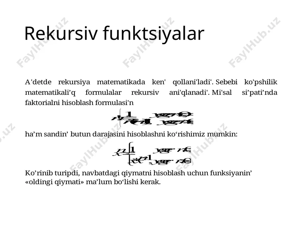 rekursiv funktsiyalar - Page 3