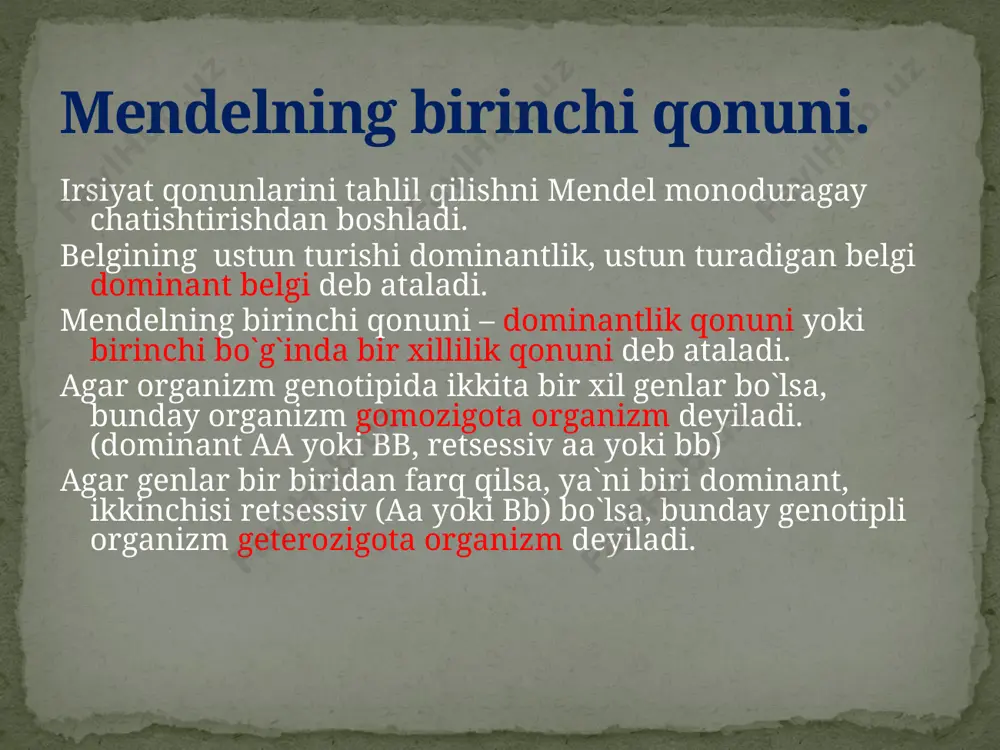 g.mendel qonunlari. monoduragay chatishtirish - Page 5