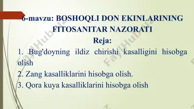 boshoqli don ekinlarining fitosanitar nazorati — PPTX
