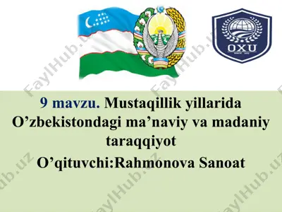 o'zbekistonda madaniyat va ma'naviyat — PPTX