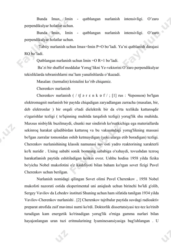 ga keldi. bu ta'sir a nazariyasi keyinchalik 1937 yilda ishlab chiqilgan [3] doirasida eynshteyn «s maxsus nisbiylik cherenkov hamkasblari tomonidan nazariyasi igor tamm va ilya frank ham 1958 yilgi nobel mukofoti bilan birgalikda. cherenkov nurlanishini konusning to'lqinlar jabhasi sifatida nazariy jihatdan ingliz polimati oliver heaviside 1888 va 1889 yillarda nashr etilgan [4] va 1904 yilda arnold sommerfeld [5] tomonidan nashr etilgan [5], ammo ikkalasi ham nisbiylik nazariyasining cheklangan supero'tkazishidan keyin tezda unutilgan edi. c 1970 yilgacha zarralar. [ iqtibos kerak ] mari kyuri 1910 yilda yuqori konsentratsiyali radiy eritmasida xira ko'k nurni kuzatgan [ ishora kerak ], lekin uning manbasini o'rganmagan. 1926 yilda frantsuz radioterapevti lucien mallet ning nurli nurlanishini tasvirlab berdiuzluksiz spektrga ega radiusli nurlantiruvchi suv. [6] 2019-yilda, tadqiqotchilar jamoasi tashqari, uning va dartmut-hitchcock "s norris cotton saraton markazida hosil cherenkov nur kashf shishasimon hazil ostida bemorlarning insultni boshdan . yorug'lik cdose deb nomlangan kameraning tasvirlash tizimi yordamida kuzatildi, …