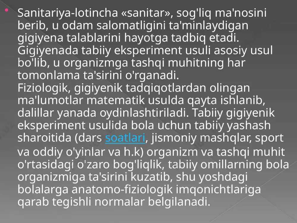 tishadi. o'zbekiston prezidenti i. a. karimovning o'zbekiston yoshlarining barkamol voyaga yetishi uchun yaratayotgan chora-tadbirlari, ishlari, maslahatlari beqiyosdir. uning «barkamol avlod orzusi» asarida bu masalaga chuqur e'tibor berilgan. image2.jpeg image3.png image4.jpeg /docprops/thumbnail.jpeg