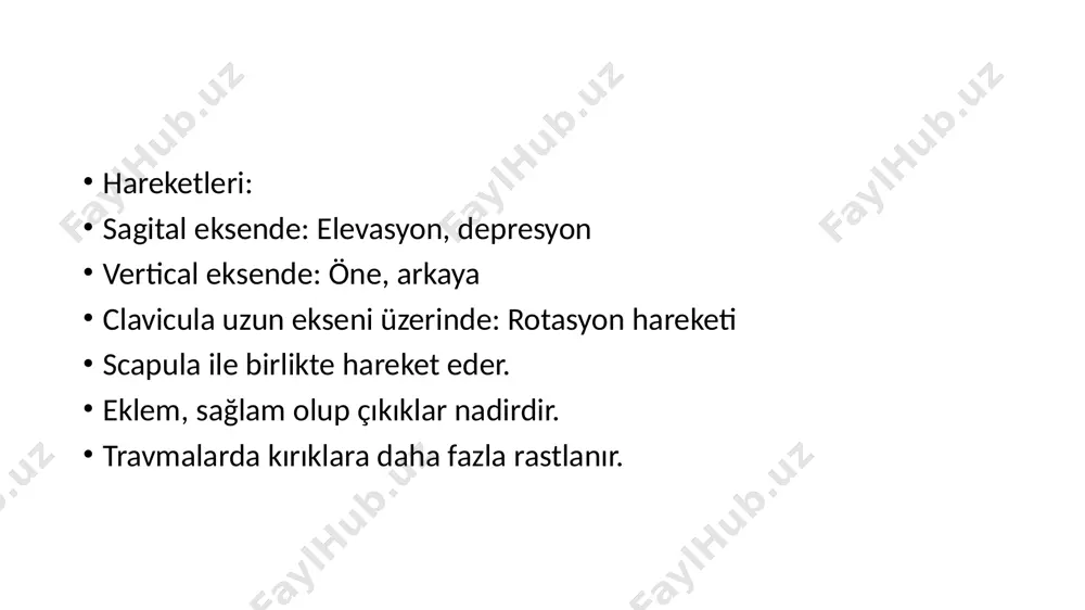 s distalis radius: incisura ulnaris ulna: caput ulnae, circumferentia articularis trochoi̇d eklem kapsülü, distalde radius ile ulna arasında yukarıya doğru bir kese oluşturur recessus sacciformis discus articularis hareketleri proximal radioulnar eklem, distal radioulnar eklem ile birlikte hareket ederek, rotasyon hareketini yapar, el de bu harekete katılır. müşterek vertical eksen, iki kemiğin caput’larından geçer bu eksen etrafında radius ulna etrafında döner supinasyon ve pronasyon yapar supinasyon hareketi, pronasyona göre daha geniş olduğundan, anahtar çevirme ve vidalama gibi hareketler, supinasyona göre düzenlenmiştir. articulatio radiocarpalis (el bileği eklemi) radius ve ulnanın distal ucu, articular disk, proximal dizi carpal kemikler (psiforme hariç) arasında concav eklem yüzü: radius: facies articularis carpalis ve discus articularis’in alt yüzü convex eklem yüzü: sacphoideum, lunatum, triquetrum elipsoid eklemdir. fleksiyon-ekstansiyon abd/add hareketlerini yaptırır. i̇ki eksenin birleşimiyle sirkumduksiyon hareketi yapar, rotasyon yapmaz. bağları eklem kapsülü lig collaterale carpi ulnare lig collaterale carpi radiale lig radaiocarpale dorsale lig radaiocarpale palmare lig ulnocarpale …