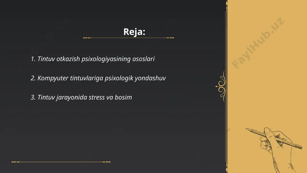 qsa, yangiliklardan xabardor bo'lmaganlar uchun oshadi. to'g'ri tayyorgarlik va qo'llanma ishchilar uchun stress va bosimni 30% gacha kamaytirishi mumkin. tizimli yondashuv orqali bu jarayondagi o'zini tutish, natijalarni sezilarli darajada yaxshilaydi. bunga qo'shimcha ravishda, stressni kamaytirish usullarini qo'llash, xodimlarning ishlab chiqarish quvvatini 15% ga oshirishi mumkin. rezolyutsiyalar va jarayonni optimallashtirish bosqichma-bosqich stressni pasaytiradi. ... t.me/slaydai_bot 4. tintuv uchun psixologik tayyorgarlik juda muhimdir. tintuv jarayoni stressli bo'lishi mumkinligi sababli, oldindan rejalashtirish talab etiladi. tadqiqotlar ko'rsatishicha, psixologik tayyorgarlik ishtirokchilarni 30-40% ga ko'proq muvaffaqiyatli bo'lishiga yordam beradi. tayyorlanish jarayonida 10-15 daqiqa chuqur nafas olish mashqlari yoqimli ta'sir qiladi. har kuni 7-8 soatlik uyqu miya faoliyatini yaxshilaydi. shuningdek, kunlik 20-30 daqiqa davomida jismoniy mashqlar qilish stressni kamaytirishga yordam beradi. maslahat sifatida, muhim faktlarni 5-10 martagacha takrorlash eslab qolishni yaxshilaydi. bu usullar muvaffaqiyat imkoniyatlarini 25-35% ga oshirishi mumkin. ... t.me/slaydai_bot guvohlarning xotirasi va intuv o'tkazish mavzusida bir qancha ilmiy tadqiqotlar qilingan. tadqiqotlar guvohlarning xotirasi sezgir va …