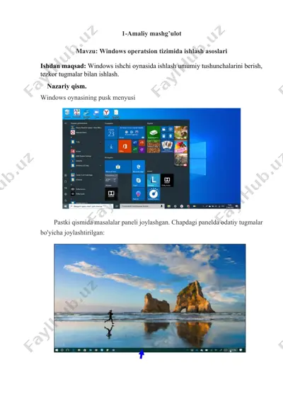 windows operatsion tizimida ishlash asoslari — DOCX