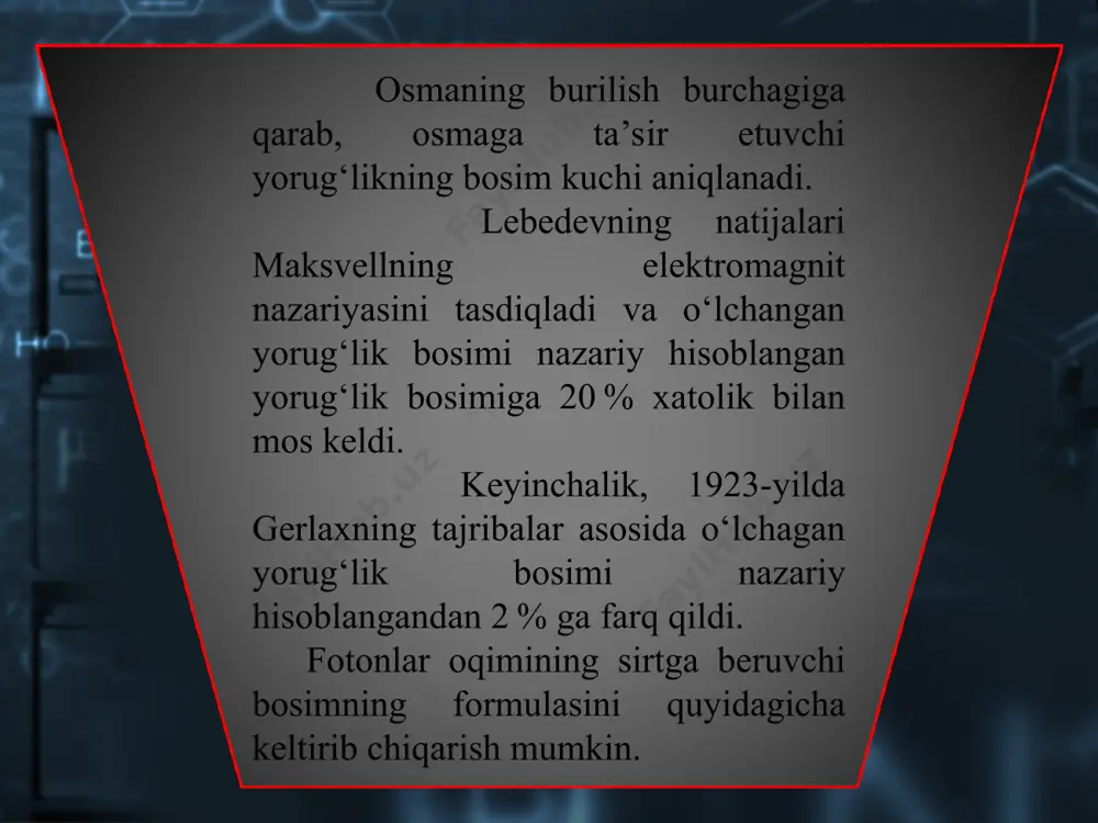 fotonning impulsi. yorug‘lik bosimi. fotoeffektning texnikada qo‘llanilishi 11-sinf - Page 5
