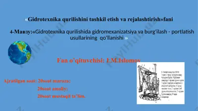 gidrotexnika qurilishini tashkil etish va rejalashtirish — PPTX
