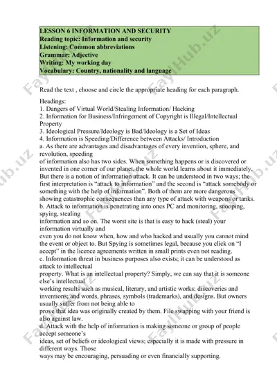 lesson 6 information and security — DOCX
