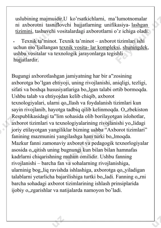 avtomatlashtirilgan axbort tizimining tuzilmasi va ta'minoti - Page 5