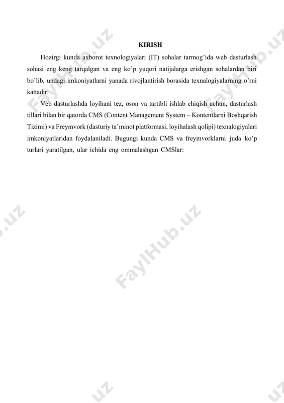 rdamida o’rnatish. bu usulda freymorkni o’rnatish uchun avvalo operatsion tizimiga composerni o’rnatib olamiz. buning uchun getcomposer.org saytiga kirib, saytda berilgan ko’rsatmalar asosida composer paket menejeri o’rnatuvchisi composer-setup.exe faylini ko’chirib olib, uni operatsion tizimga o’rnatish yoki, operatsion tizimning buyruq yozish oynasi yordamida, saytda berilgan buruqlarni kiritib, ishga tushirish orqali amalga oshiramiz. ushbu tartibda composerni o’rnatganimizdan so’ng, mahalliy veb- serverni ishga tushirib, server consolida ushbu: composer create-project --prefer-dist yii2soft/yii22-app-basic vebdasturim buyruqni kiritamiz va a-rasmda ko’rsatilgan tartibda ishga tushiramiz. a-rasm (cmd oynasida, buyruqlar yordamida, yii2 freymvorkni o’rnatish jarayoni). rasmda ko’rib turganimizdek buyruq, mahalliy veb-serverimizning “domains” katalogida, yangi “vebdasturim” nomli katalogni yaratib, so’ng, shu katalogda yii2 freymvorkni oxirgi basic (asosiy) shablonini o’rnatib beradi, bu esa o’z navbatida mahalliy veb-serverimizda yangi veb saytni vujudga kelganidan va “vebdasturim” nomi bilan uni test qilib ko’rishimiz mumkinligidan darak beradi. veb saytimizni test qilishimiz uchun, mahalliy veb-serverni qayta ishga tushiramiz va brauzerda quyidagi url: http://vebdasturim/web/index.php manzilini kiritamiz, so’ngra brauzerda …